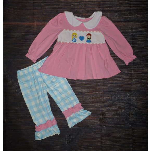Other - Boutique Girls Frozen Ana Elsa Tunic Dress & Ruffle Leggings Outfit Set